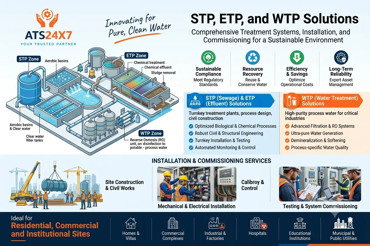 STP, ETP and WTP water and wastewater treatment works